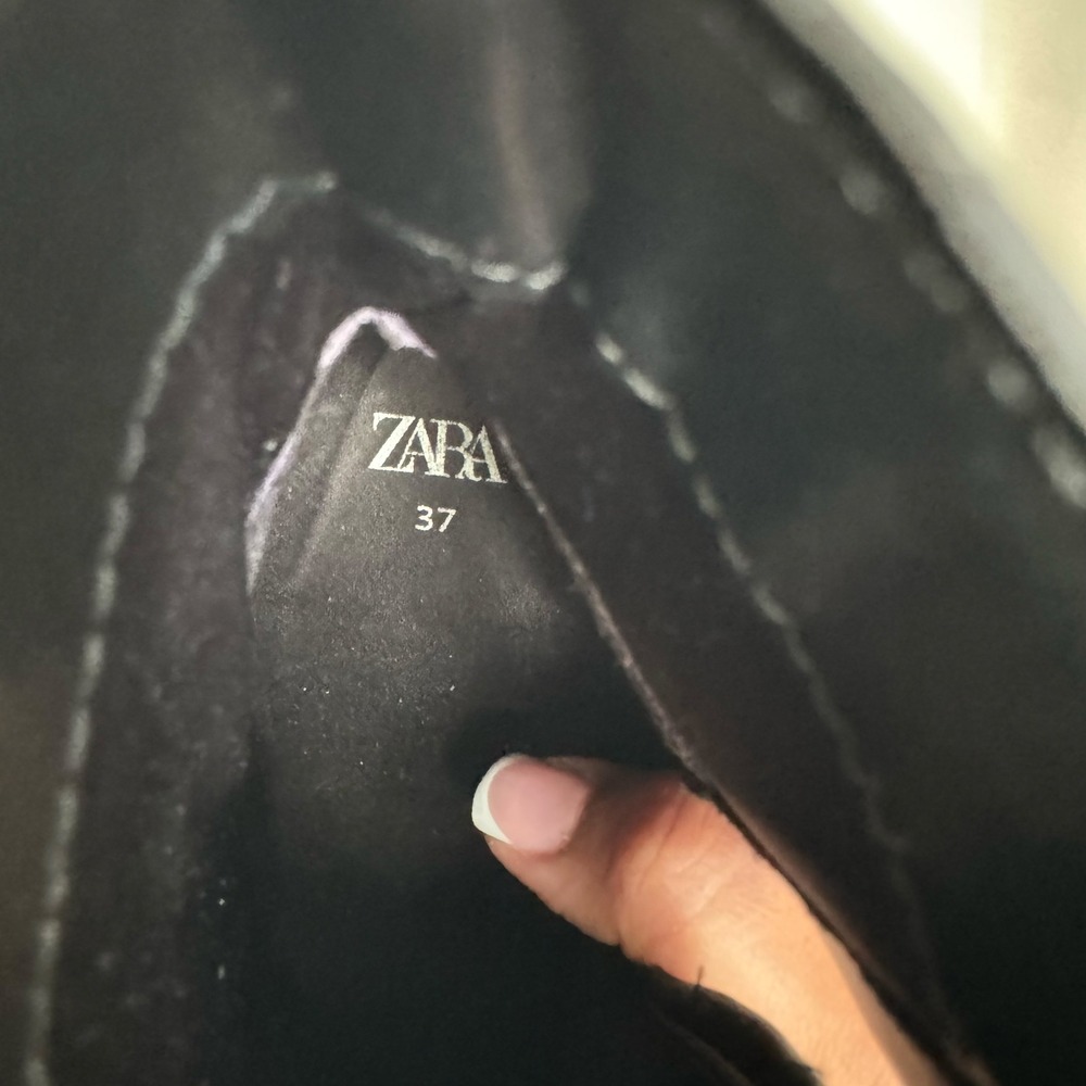 Zara Ankle Boots Womens 6.5 Black Pointed Toe Block Heel Zip Starfit Modern NWT - Picture 12 of 12